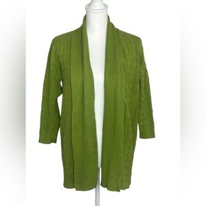 Classic Elements Open Cardigan
Green Cable Knit Women's
Sweater sz Med EUC Cozy